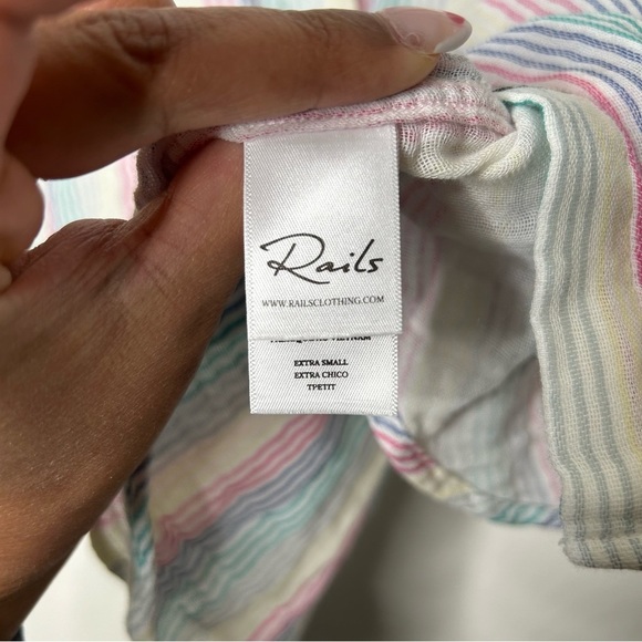 Rails Ellis Iris Rainbow Colored Long Sleeve Button Down Blouse XS - Picture 4 of 7